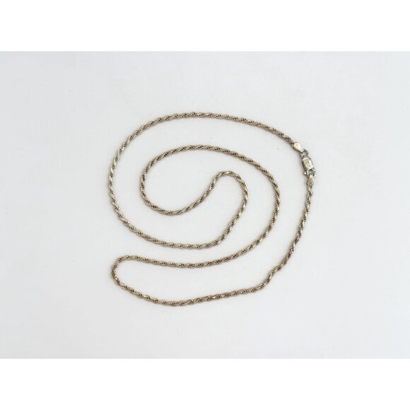 Italian Vermeil Gold T Wheat Chain Sterling Silver 925 Vintage Necklace - 24" - Picture 7 of 9